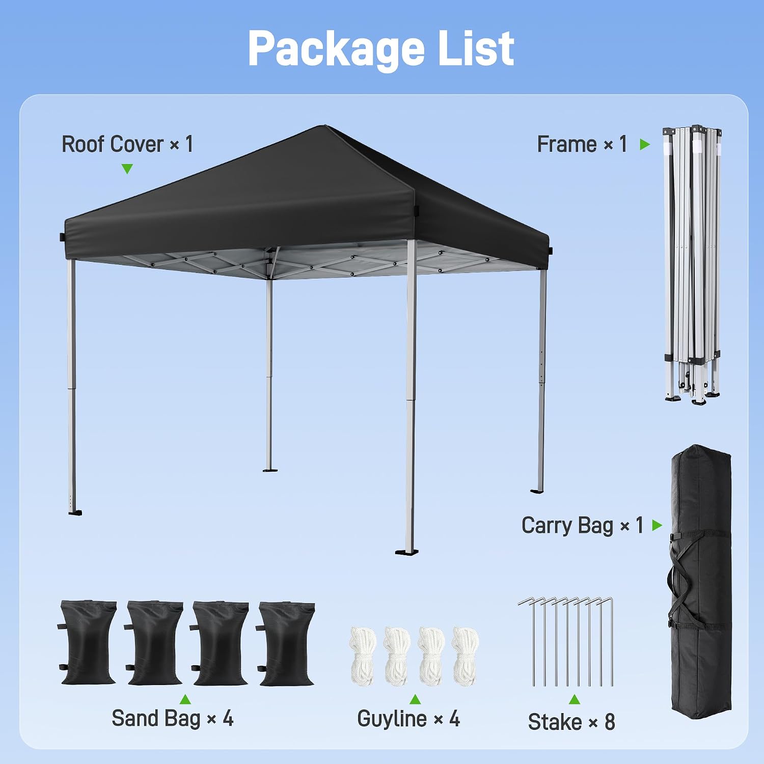 Detalle de Vinabilia WF250023 10x10 Pop-Up Canopy Tent, UPF 50+, One-Push Lock