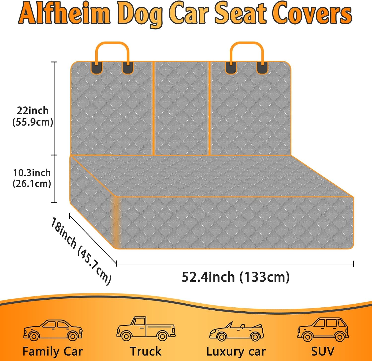 Detalle de Alfheim Dog Car Back Seat Cover – Waterproof, Non-Slip, Universal Fit