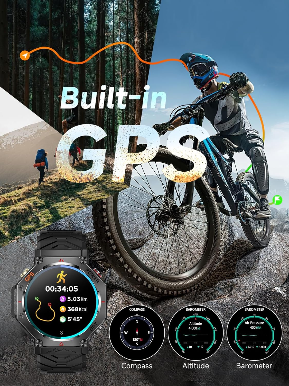 Thumbnail 1 de Rmana Montre Connectée Homme avec GPS