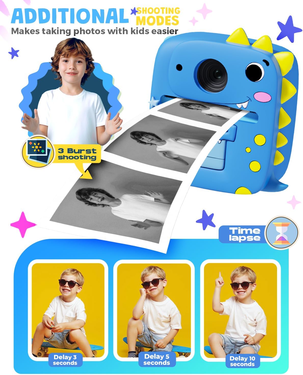 Detalle 2 de Kids Camera Instant Print 1080P for Ages 3–9