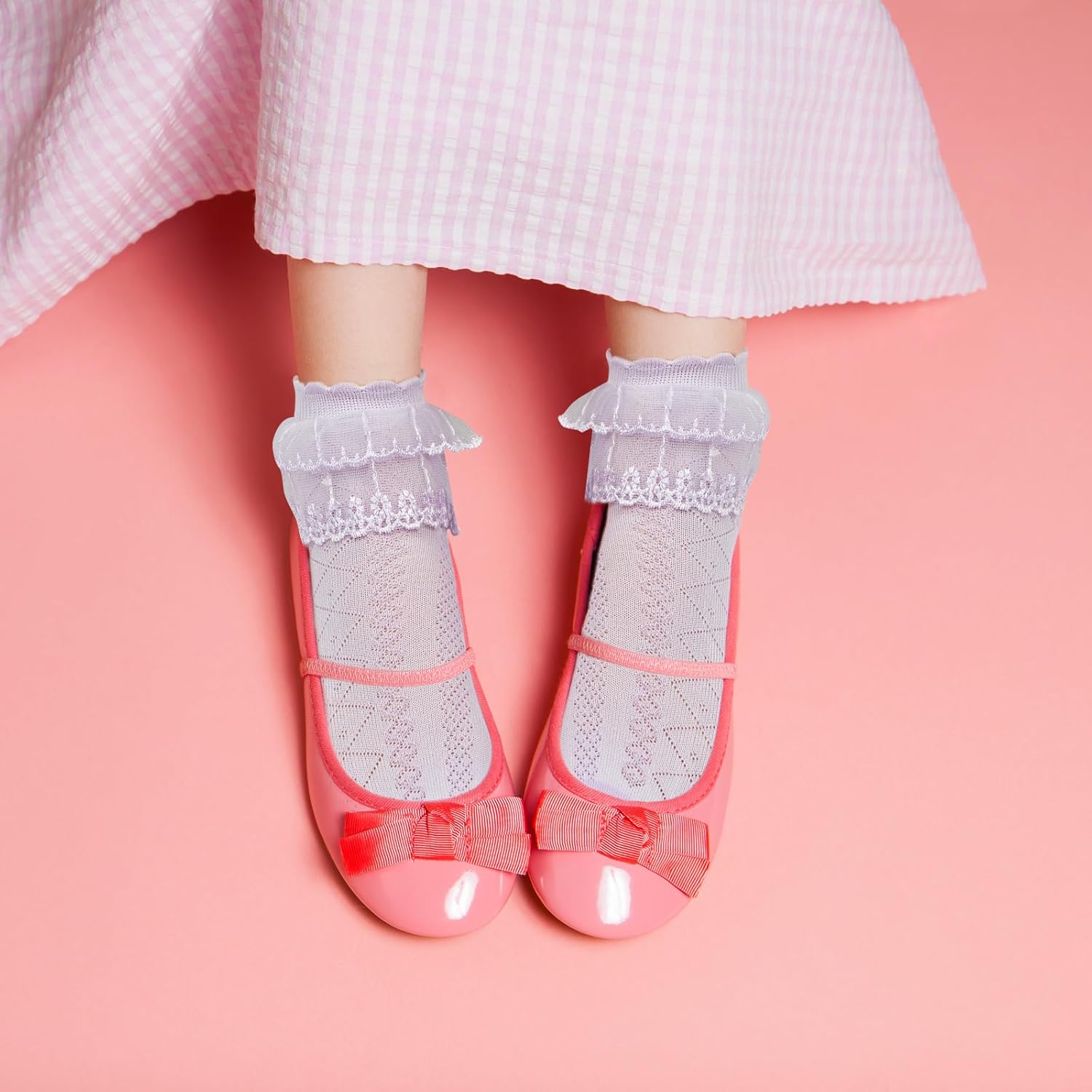 Detalle de Jupsk Girls Frilly Socks Ankle School Socks – Multicolour Cotton Lace (6 Pairs)