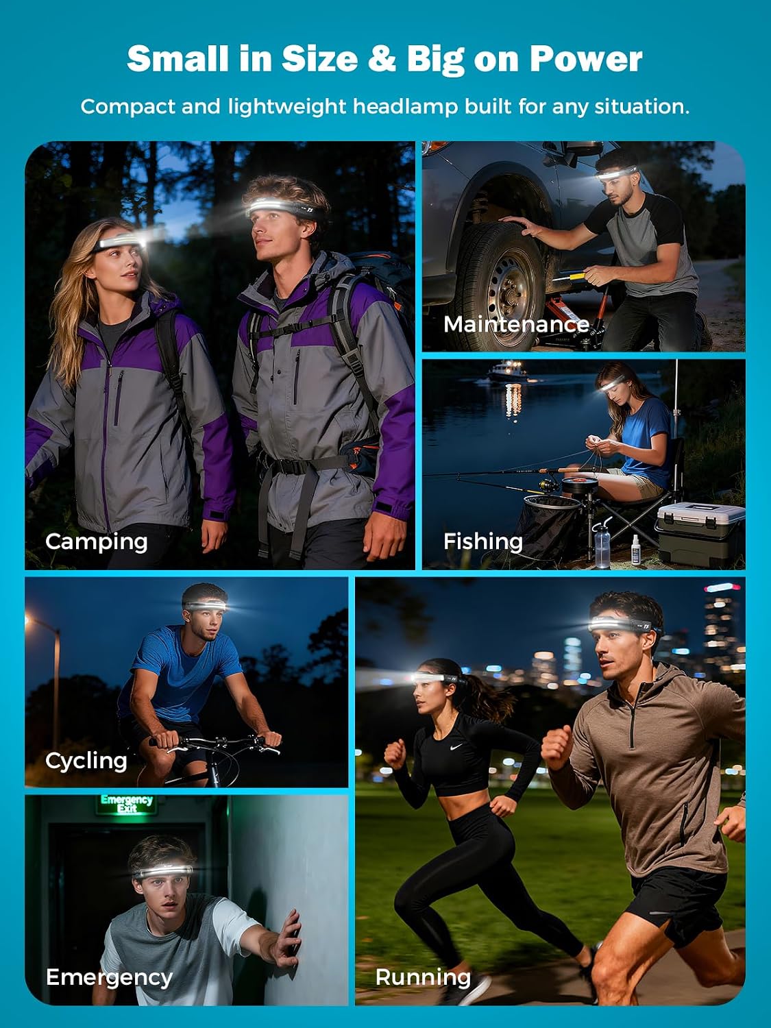 Detalle 2 de Smiling Shark TS-2-JP02 LED Headlamps, 2-Pack with COB Floodlight & Motion Sensor