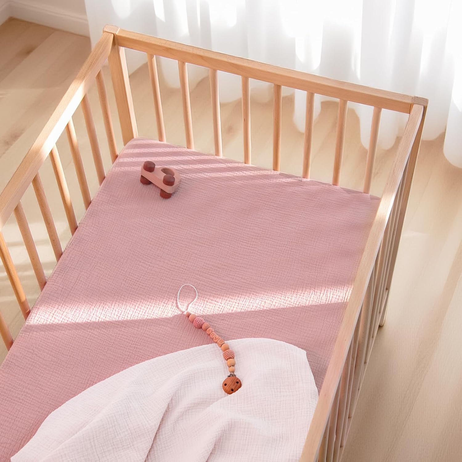 Thumbnail 4 de lulumoon CB-56 Muslin Crib Sheets, 52 x 28-Inch Cotton, 9-Inch Pockets, 2-Pack