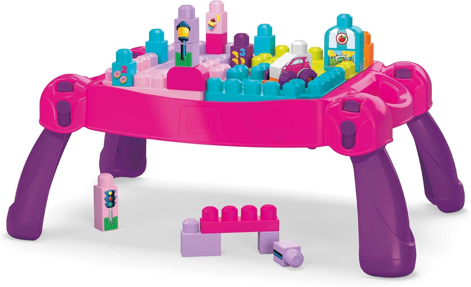 Detalle 2 de MEGA Bloks FFG22 Mesa de Construcción Rosa para Bebés 🏗