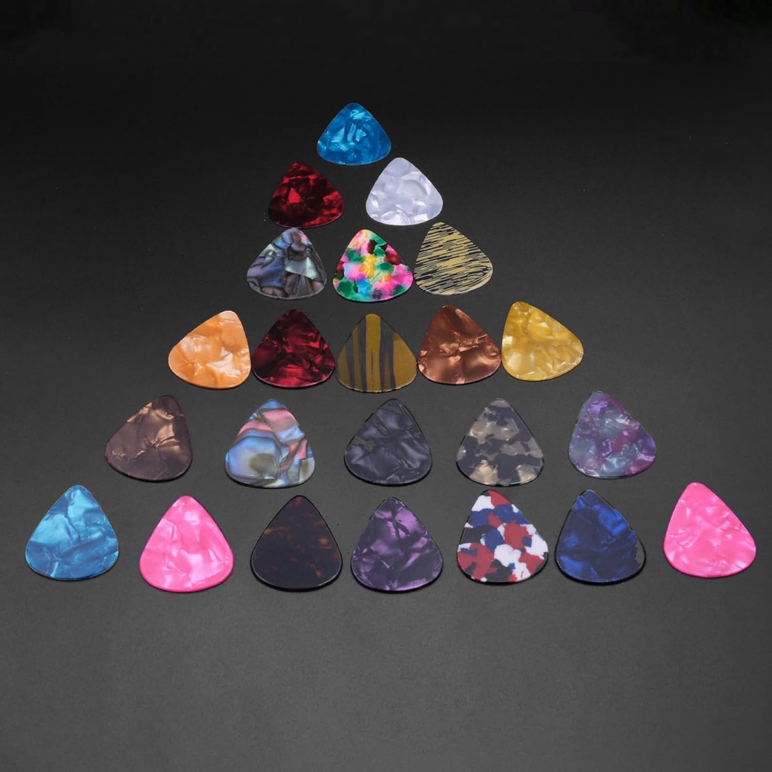 Detalle 1 de Xuxing xr-008 Celluloid Guitar Picks, 30-Pack, 1.2 mm, Assorted Colors