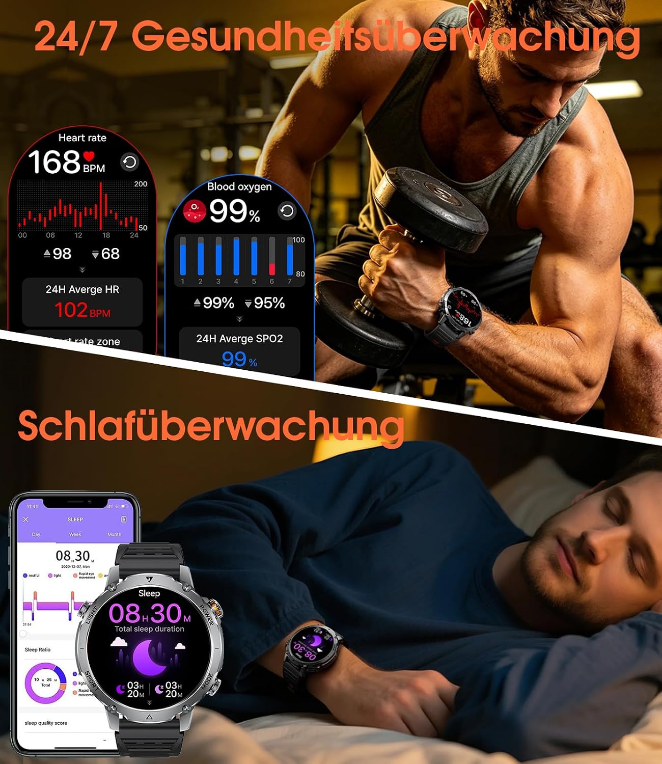 Thumbnail 4 de SUNKTA Herren-Smartwatch mit 1,7″ Display: Viel Akku, Fitness- und Kommunikations-Features