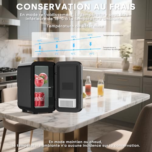 Thumbnail 2 de Enventor Mini Frigo 6L : réfrigération et chauffage nomade, 230V/12V, noir