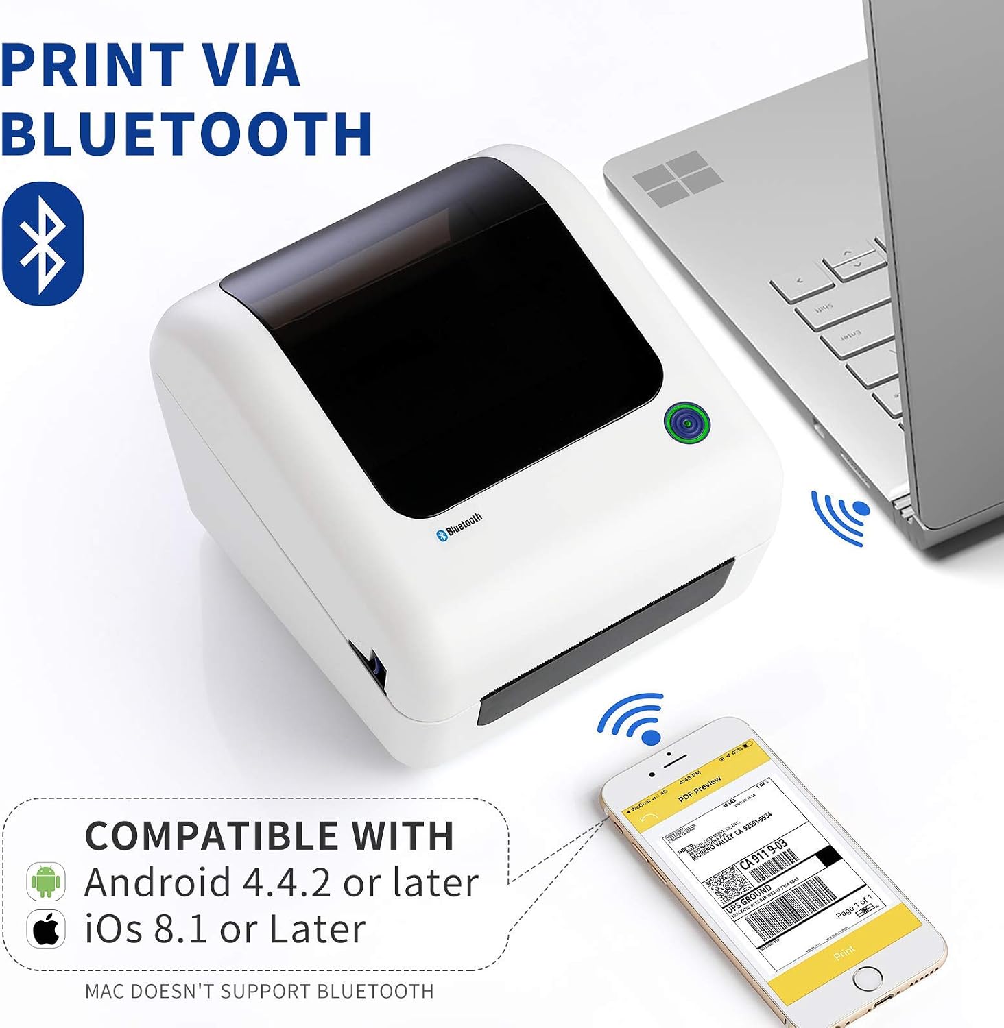 Thumbnail 3 de JADENS 4x6 Wireless Bluetooth Thermal Shipping Label Printer