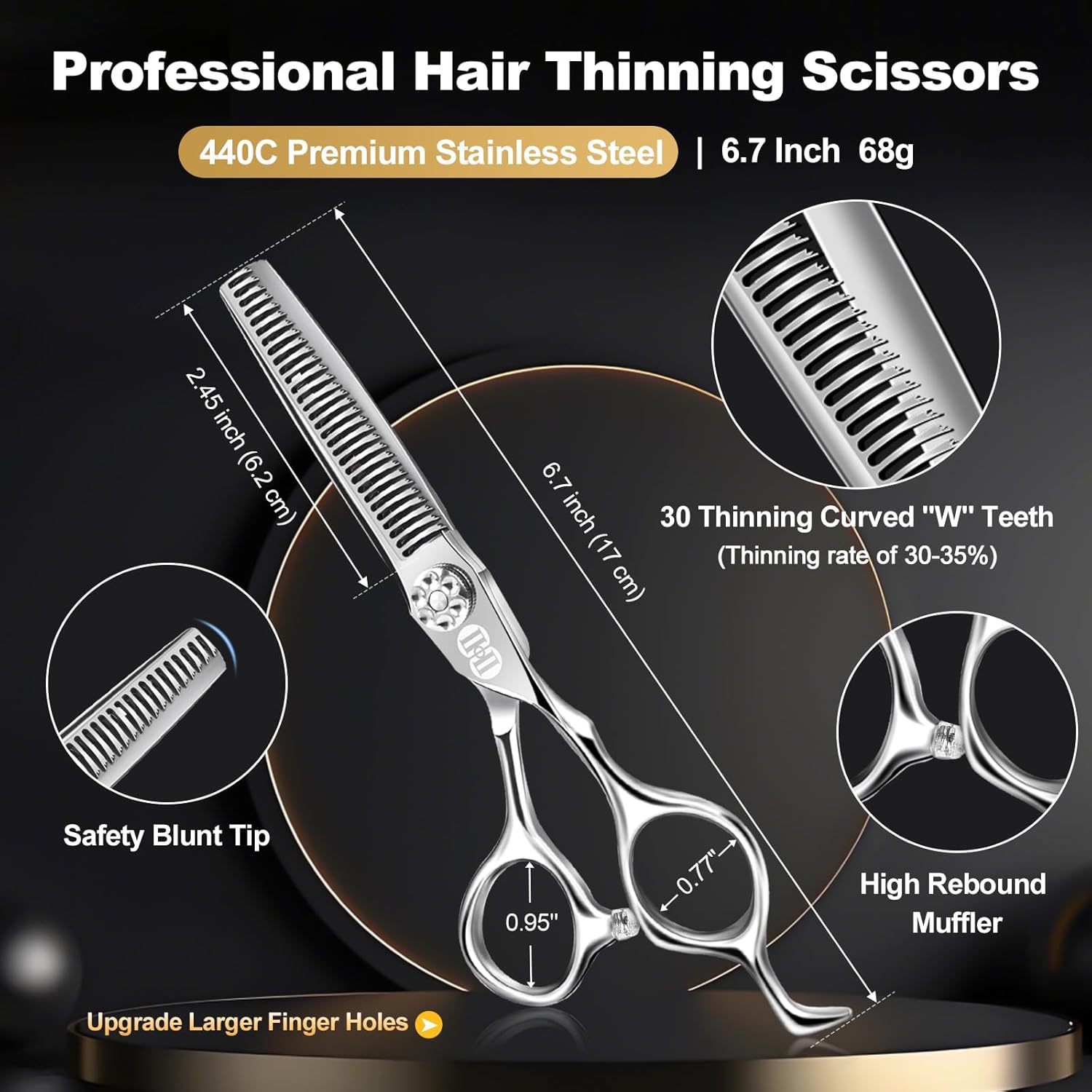 Detalle de CIICII 6.7 Inch Professional Hair Cutting Scissors and Thinning Shears Kit