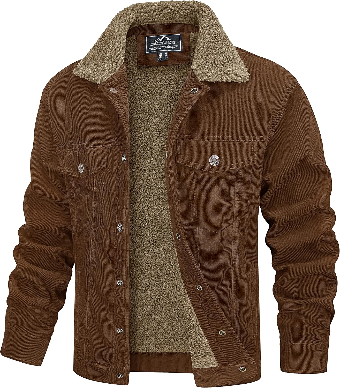 Detalle de MAGCOMSEN Men's Corduroy Jacket with Sherpa Lining and 5 Pockets