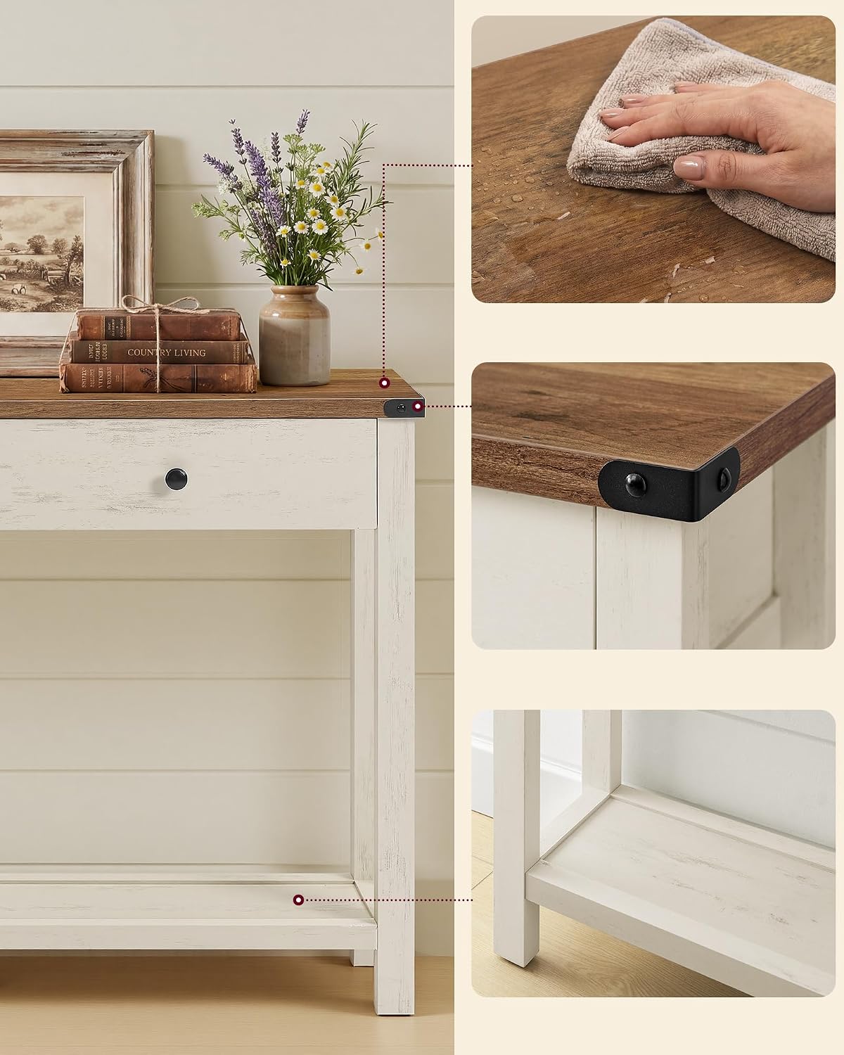 Detalle 2 de VASAGLE LIRY Collection LNT141W101 Console Table with Drawers and Lower Shelf