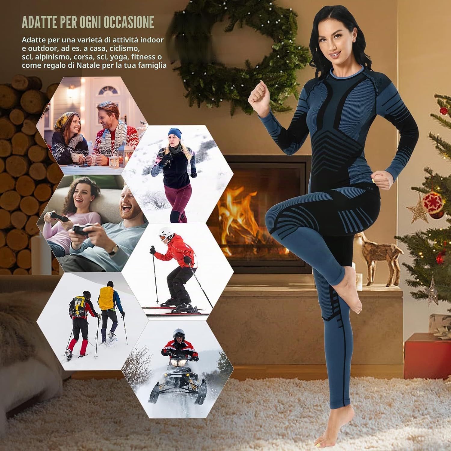 Detalle de MEETYOO Intimo Termico Donna Traspirante – Set Pantaloni e Maglia, Elastico e Asciugatura Rapida