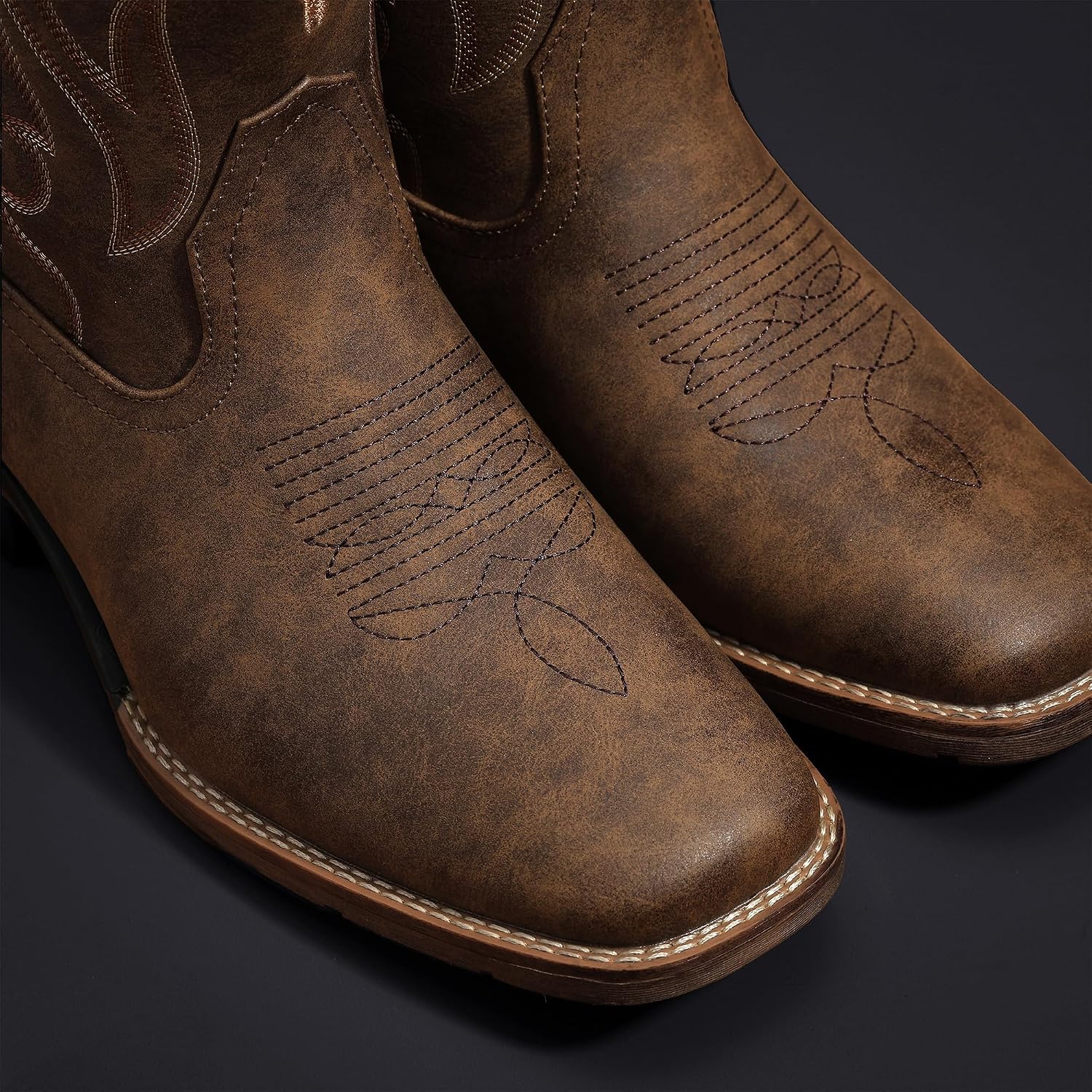 Detalle de Rvminyta Men's Western Boots, Square Toe
