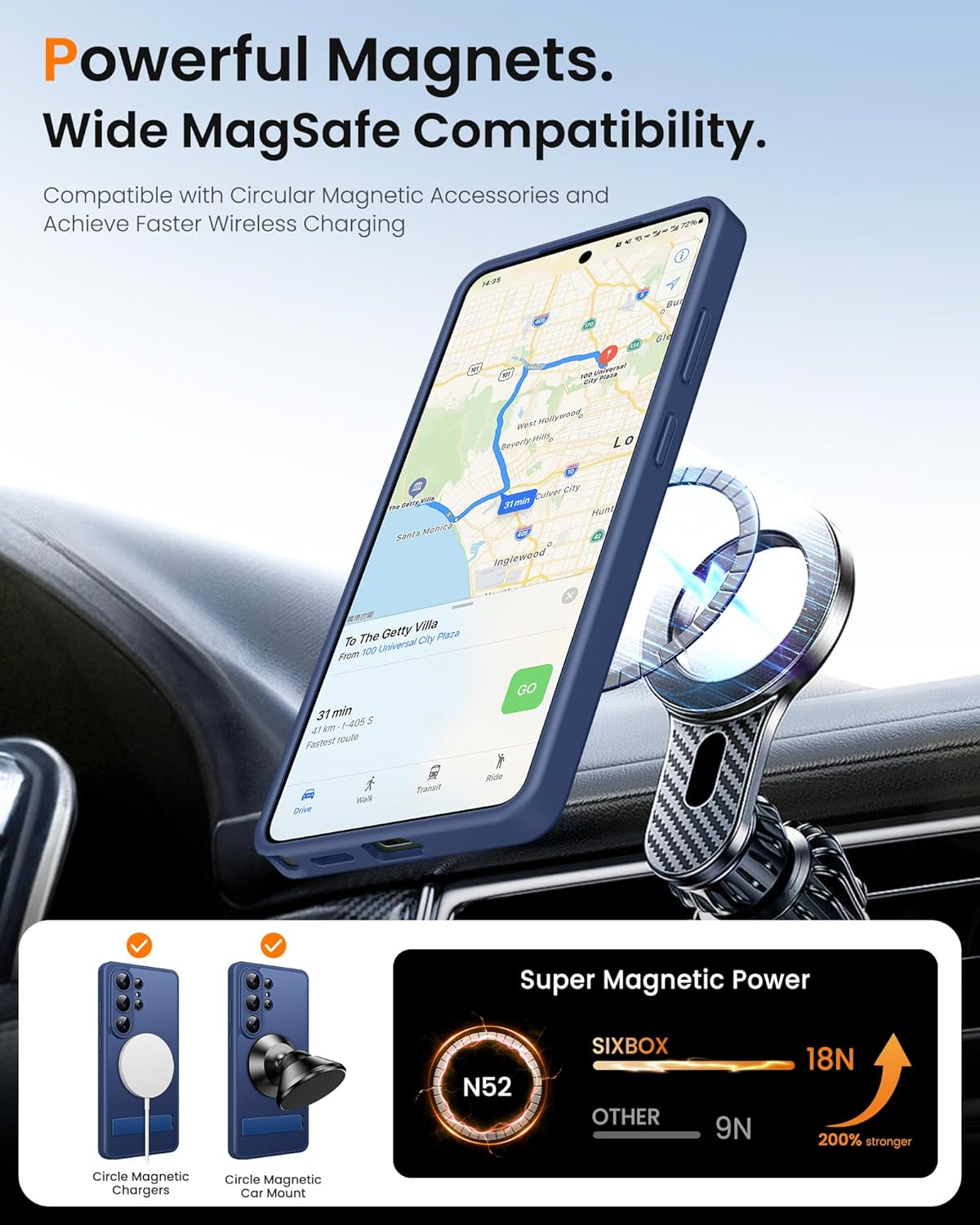 Thumbnail 2 de SIXBOX Rugged MagSafe-Compatible Case with Stand for Samsung Galaxy S26 Ultra (Blue)