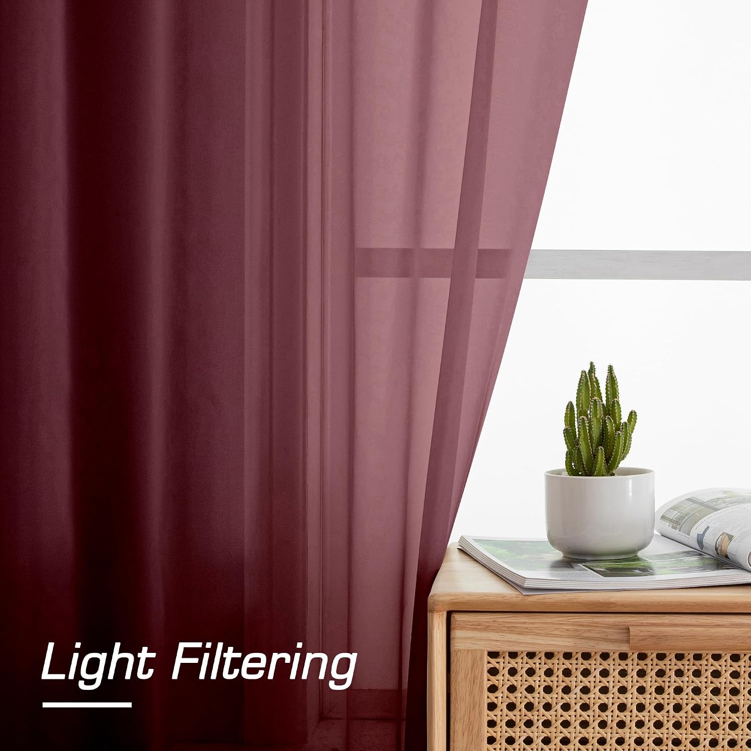 Detalle de Simplebrand Red Sheer Curtains 84" Length 🪟