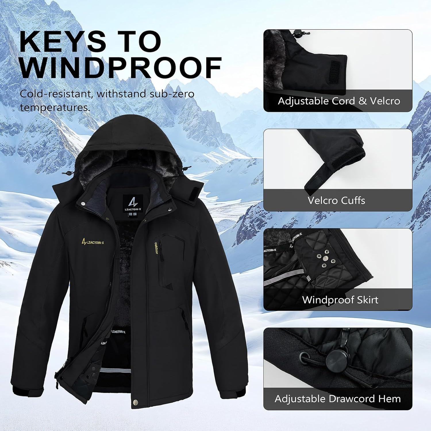 Thumbnail 4 de LZACTOIN-X Men's Winter Ski Jacket Waterproof, Insulated