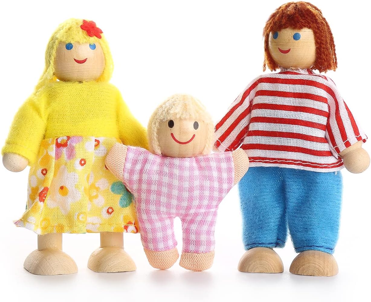 Thumbnail 4 de Playtee Kids Girls Lovely Happy Family Dolls Playset (Wooden Figures Set of 7)
