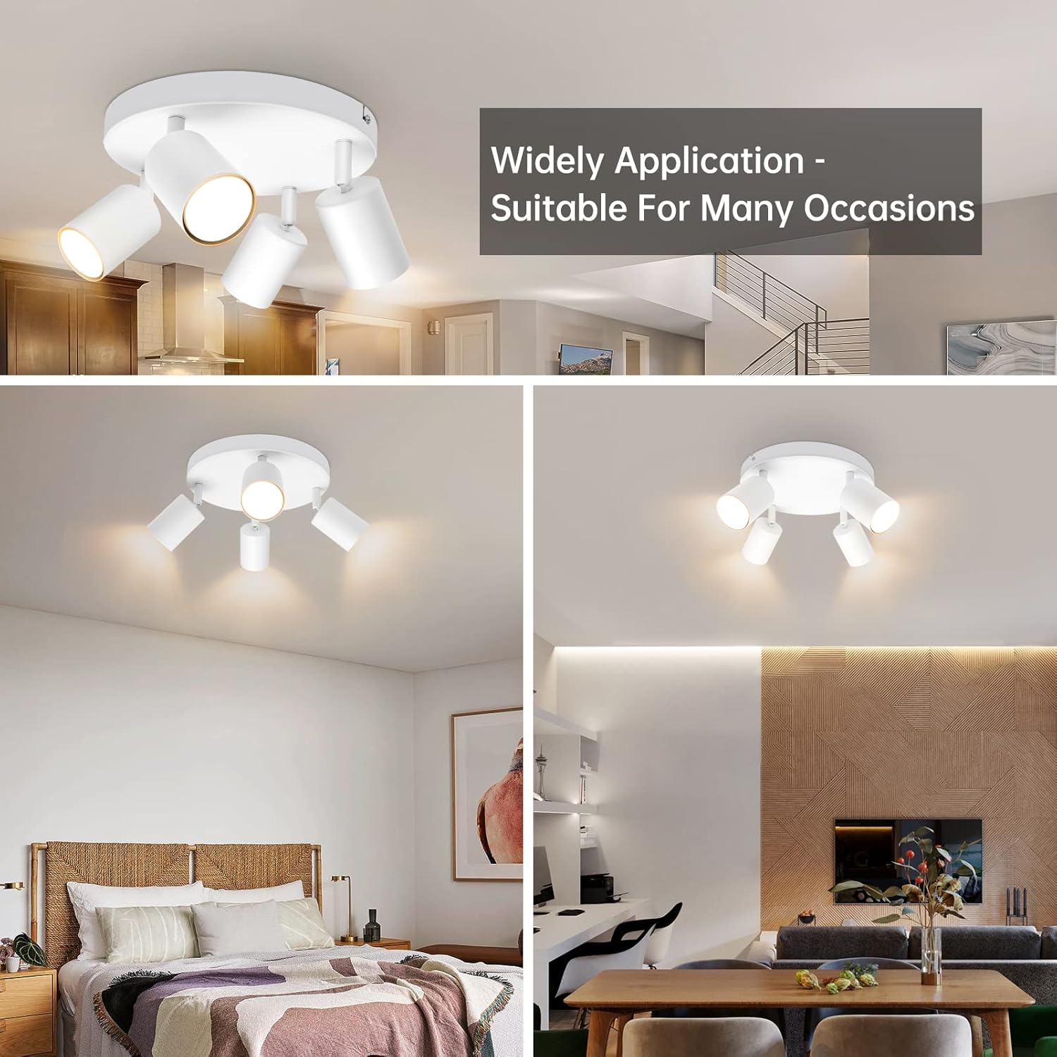 Thumbnail 3 de Ketom plafoniera LED da soffitto con 4 faretti orientabili GU10 (bianco) – rotonda moderna