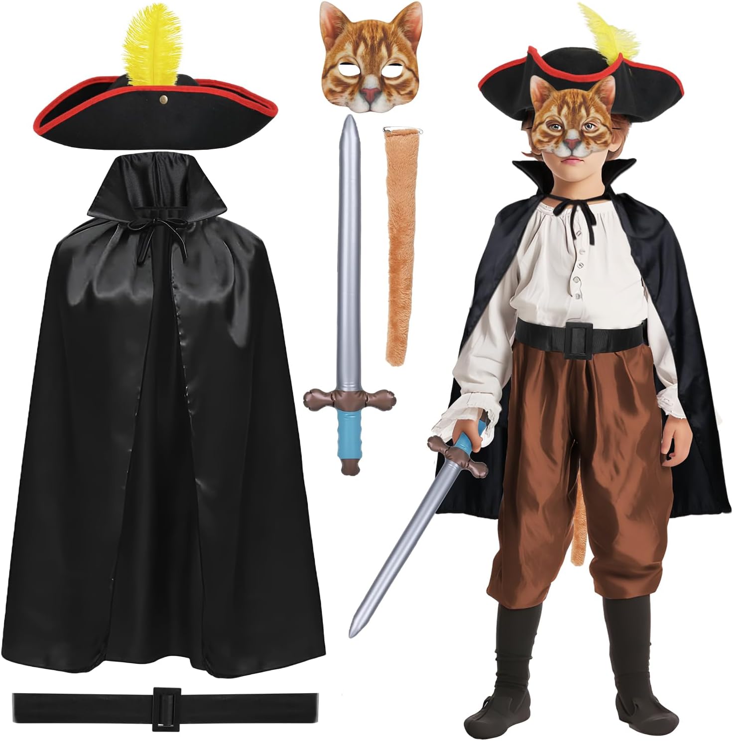 Detalle de iZoeL Puss Costume Kids Cat Warrior with 86cm Cape