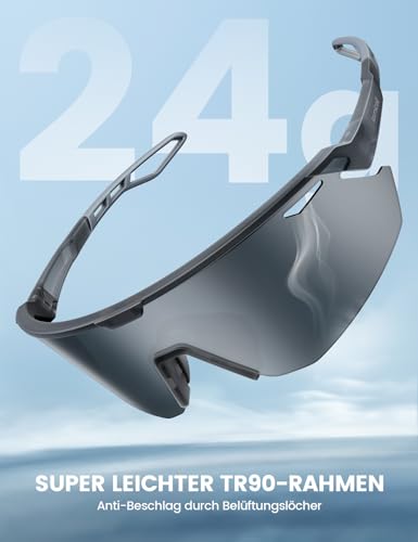 Detalle 2 de Lamicall Schnelle Brille – Leichtgewichtige Sportbrille mit Polarisierung (24 g, TR-90) für Fahrrad, Laufen und Outdoor