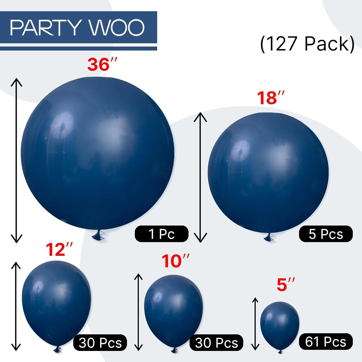 Thumbnail 5 de PartyWoo Navy Blue 127pcs Balloon Arch Kit ๐