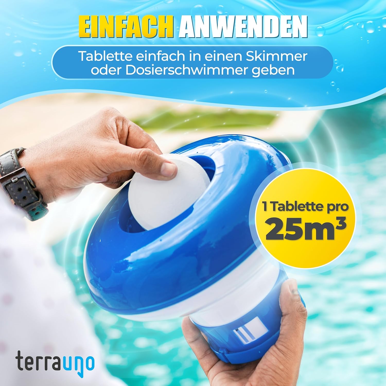 Thumbnail 3 de TerraUno Chlortabletten Multitabs 5 in 1 (langsamlösend) für Poolpflege – Chlor, KristallKlar Effekt, 5 kg