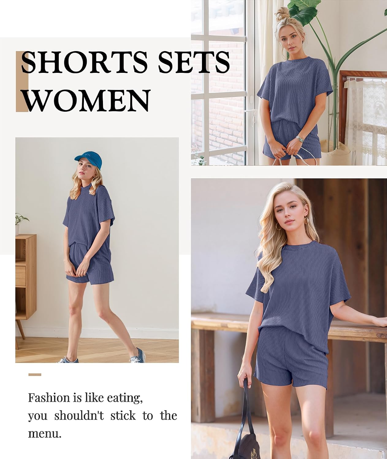 Detalle de MARZXIN Two-Piece Summer Set for Women: Loose-Fit Ribbed Knit Comfort