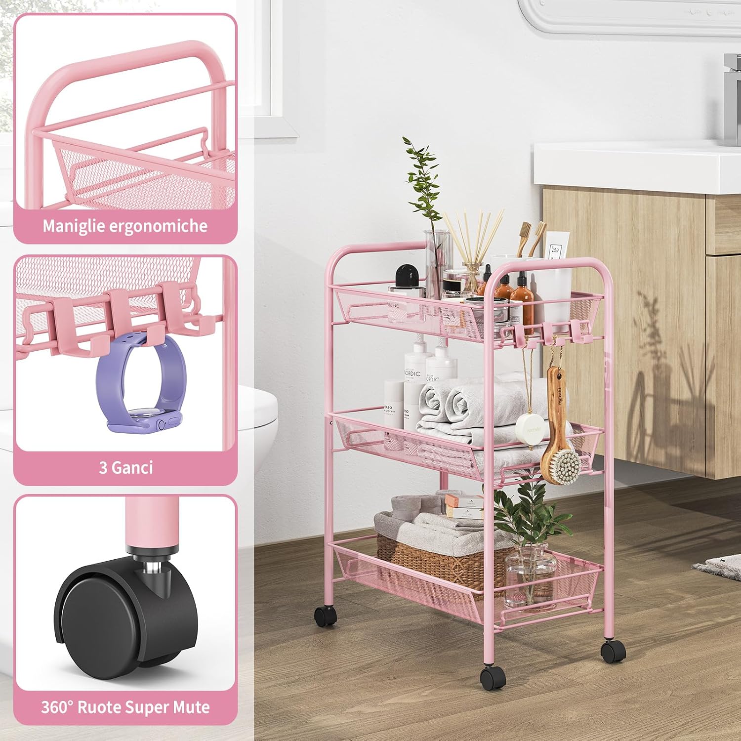 Detalle de Urackify Carrello multifunzione 3 ripiani
