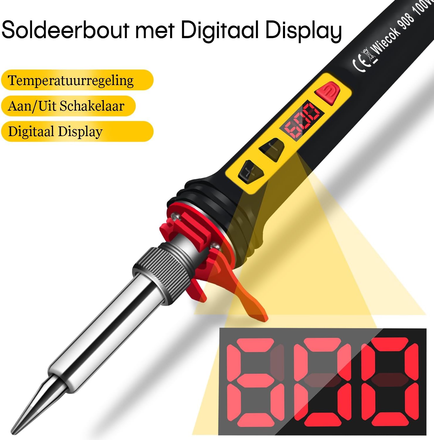 Thumbnail 1 de Wiecok 908 soldeerbout 100 W met lcd-scherm en instelbare temperatuur