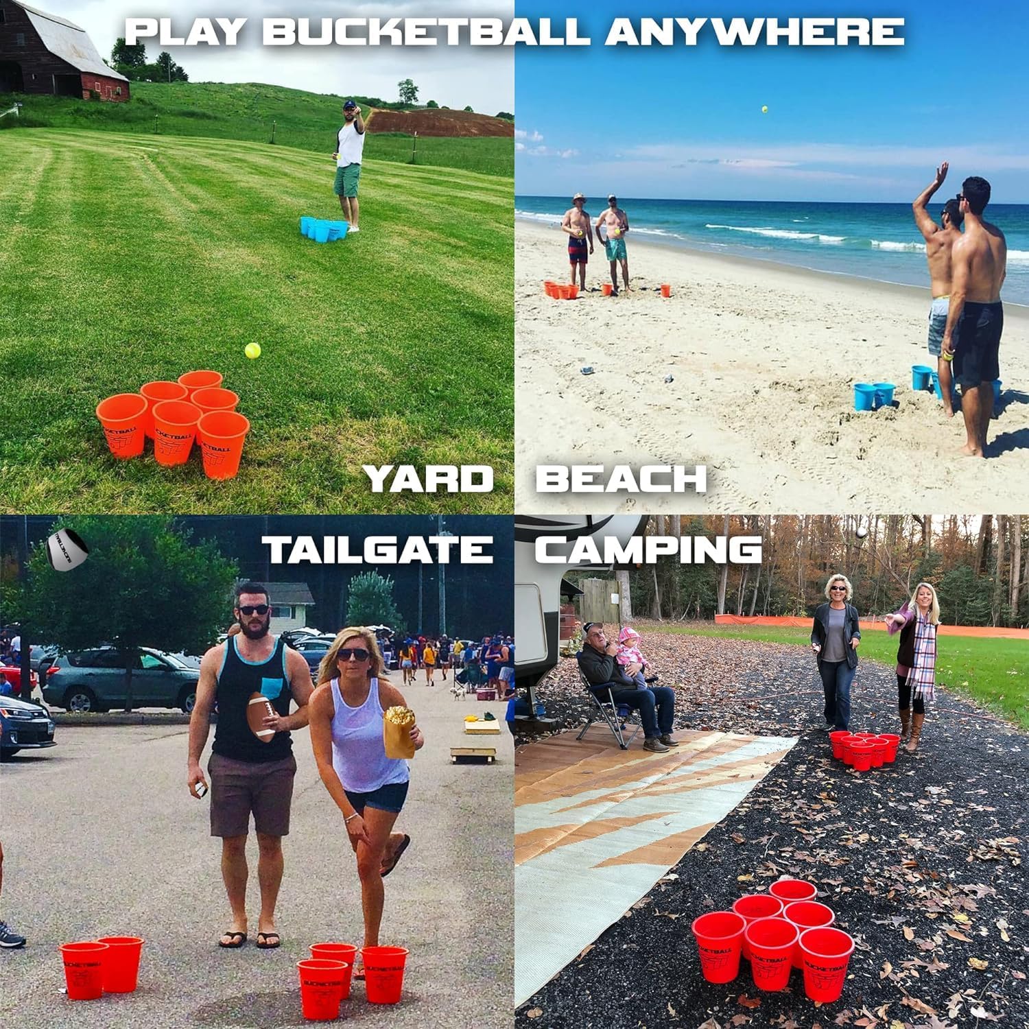 Detalle 2 de BucketBall Original Giant Yard Pong Edition Combo Pack (Ultimate outdoor & tailgate game)