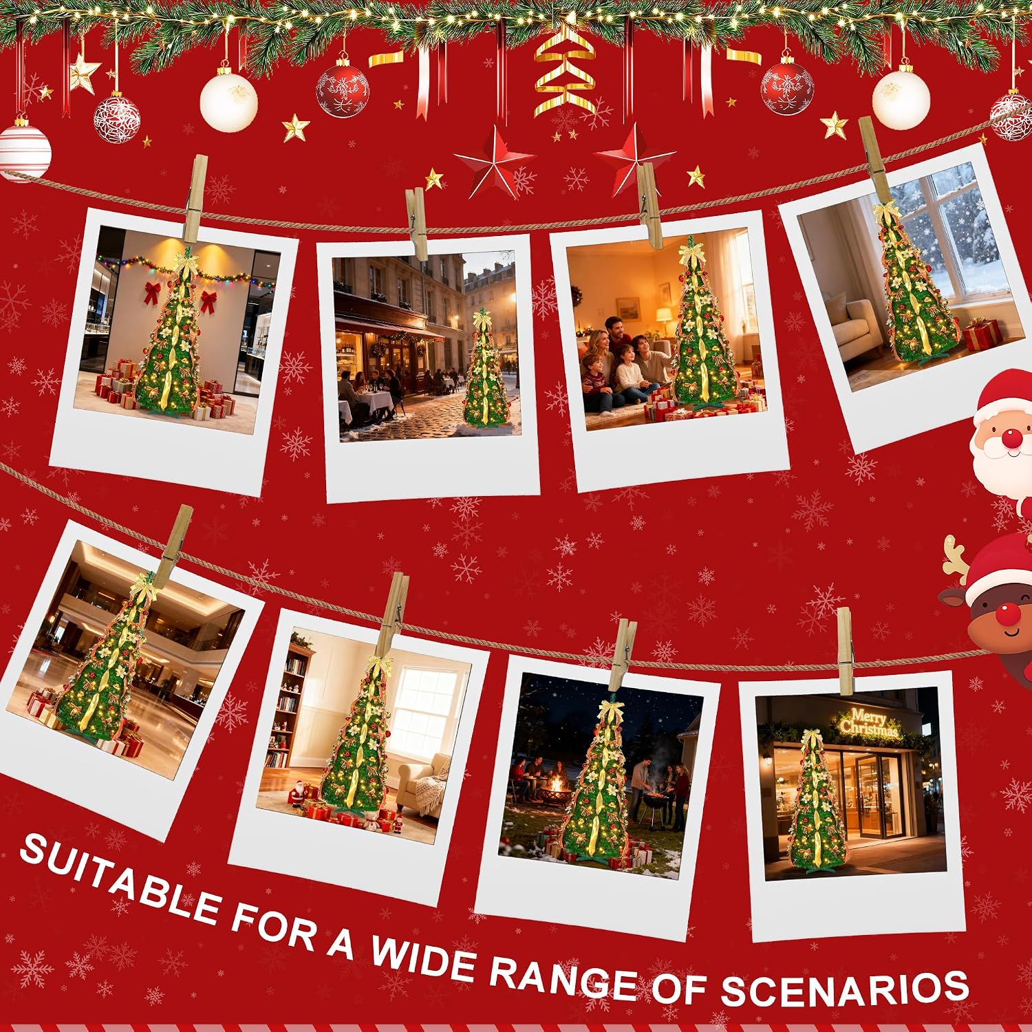 Thumbnail 6 de UISEBRT opvouwbare kunstkerstboom 180 cm met 150 ledlampjes, IP44