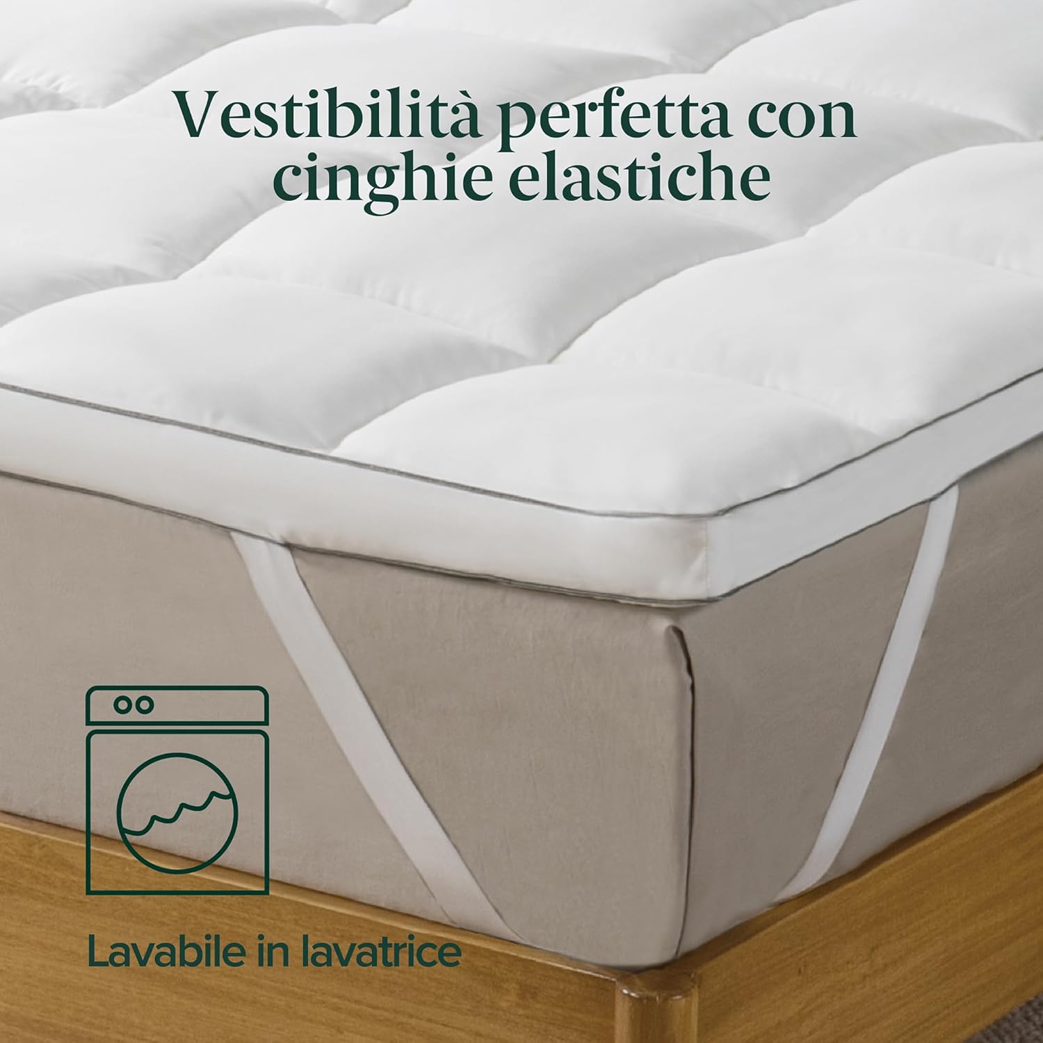 Detalle de Zinus Topper Matrimoniale 160x190 cm, 5 cm Coprimaterasso trapuntato in bamboo – morbido, igienico e lavabile