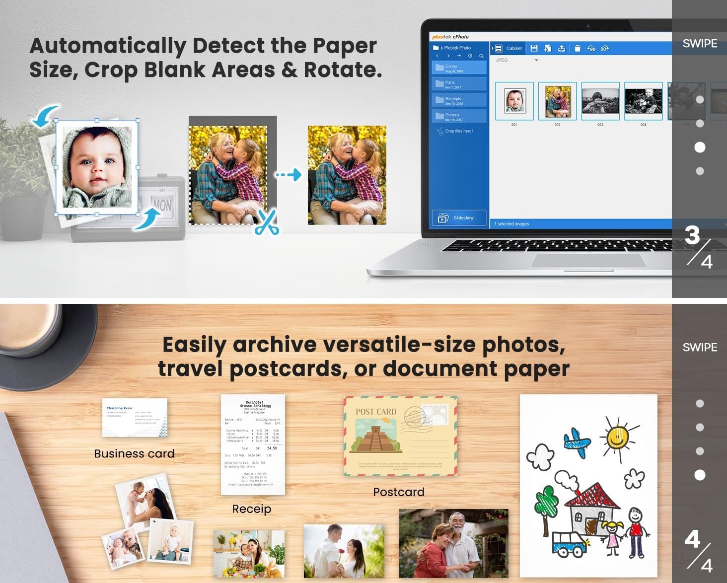 Thumbnail 2 de Plustek Photo Scanner ePhoto Z300: Fast 4x6 to 8x10 Photo Scanning for Mac & PC
