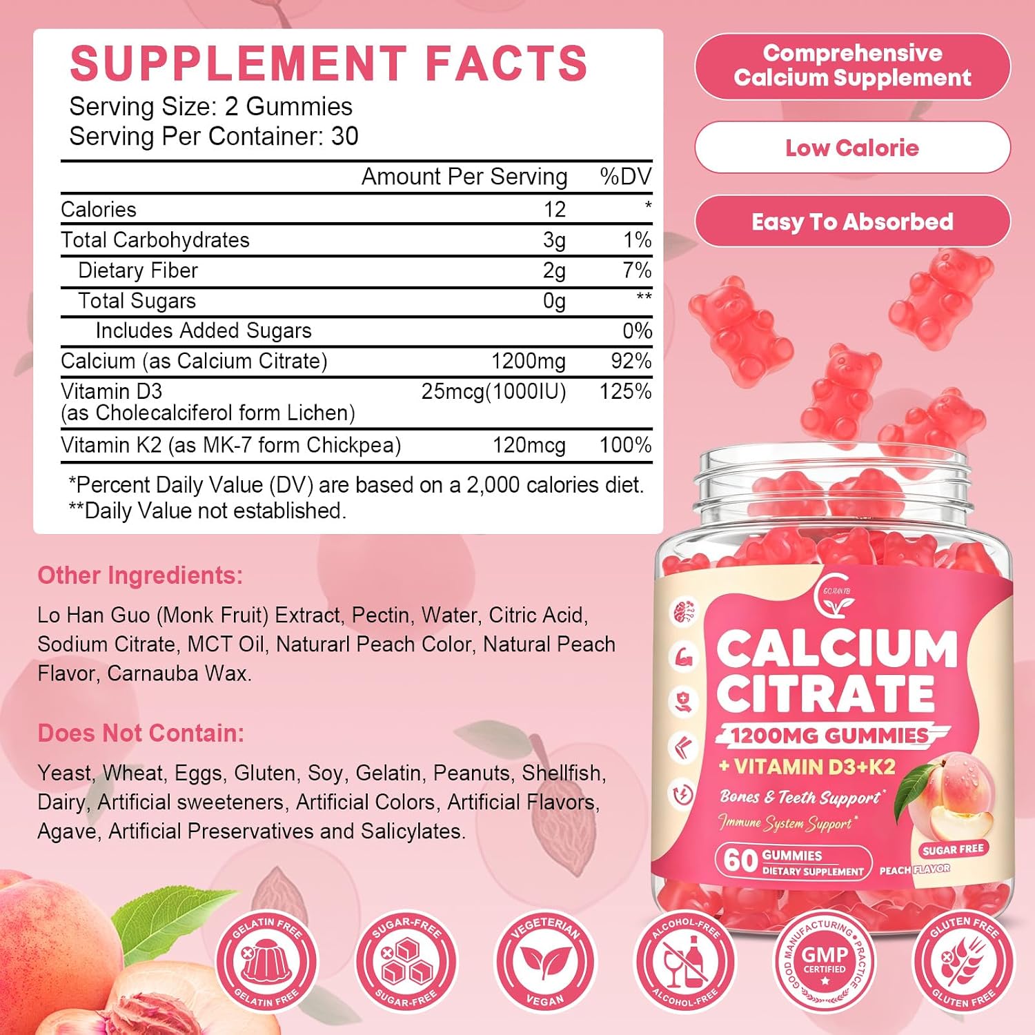 Detalle de Calcium Citrate Gummies 1200 mg
