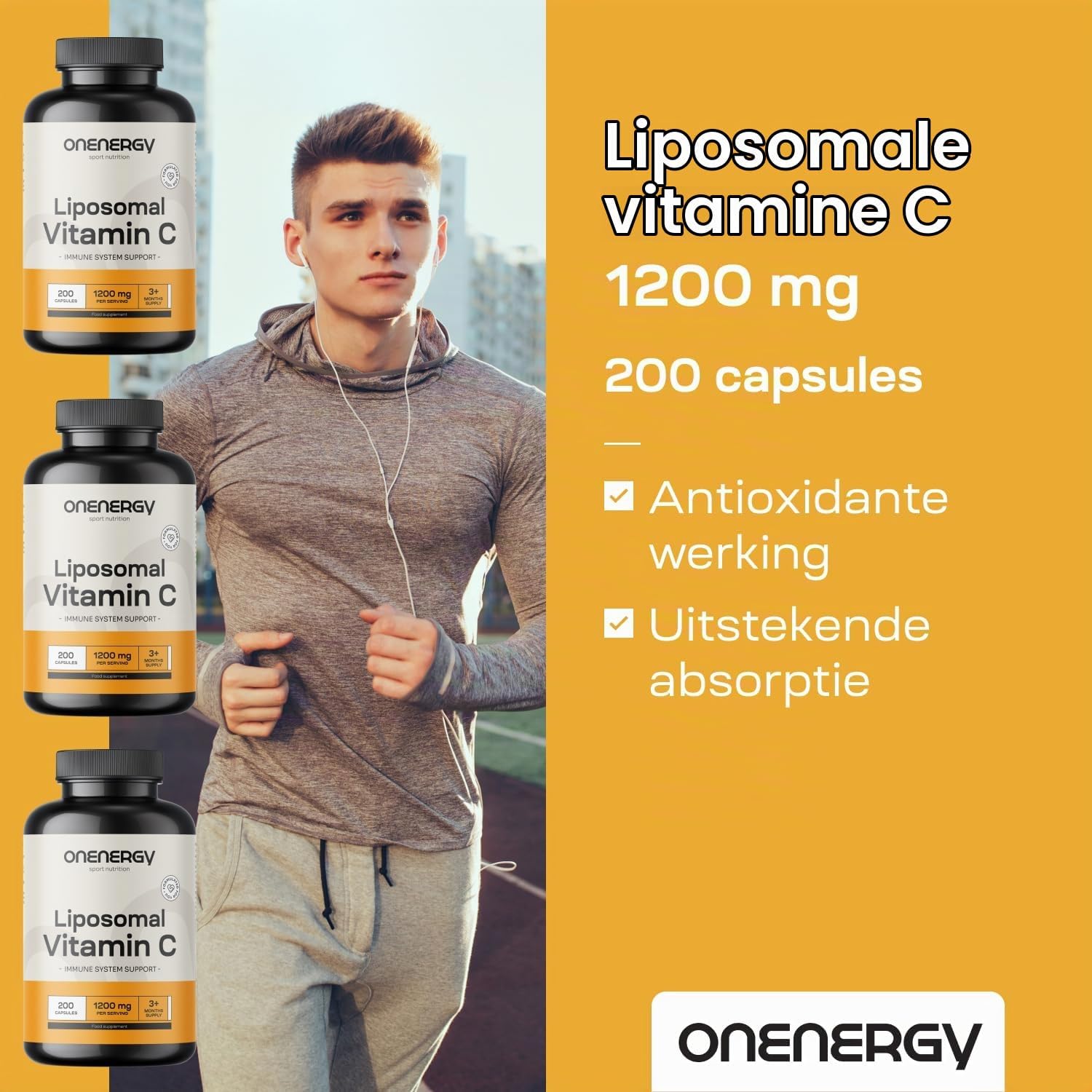 Detalle de OnEnergy Liposomale Vitamine C 1200 mg met rozenbottel, 200 capsules