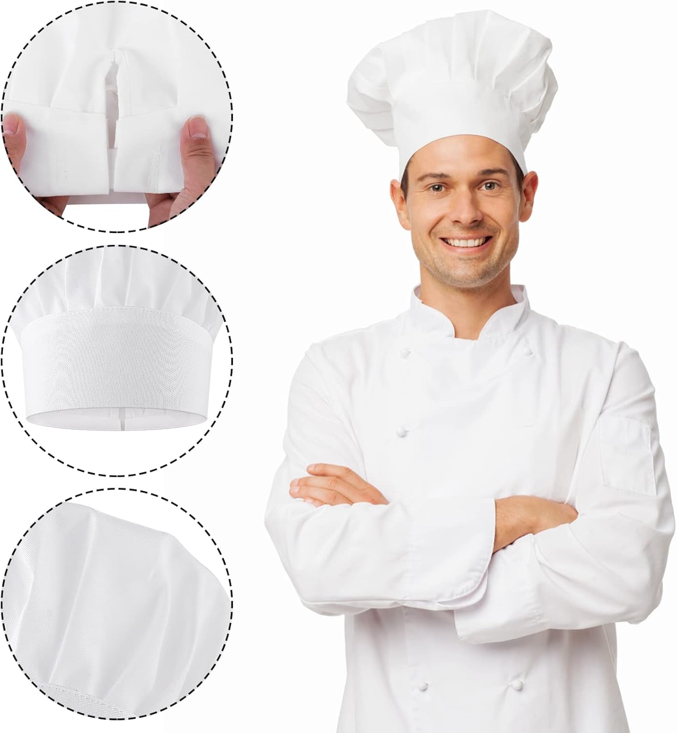Detalle de Lusofie Adult Chef Hat 22cm height