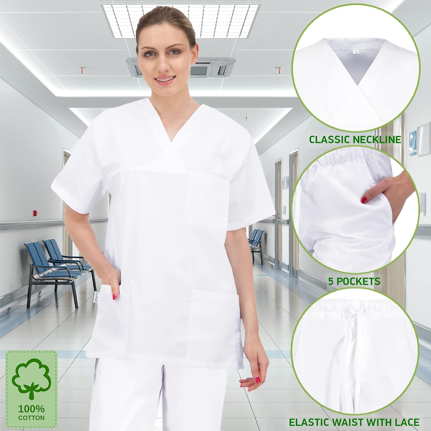 Detalle de B-well Morelli Uniforme mĂ©dical 100% coton đ©ș