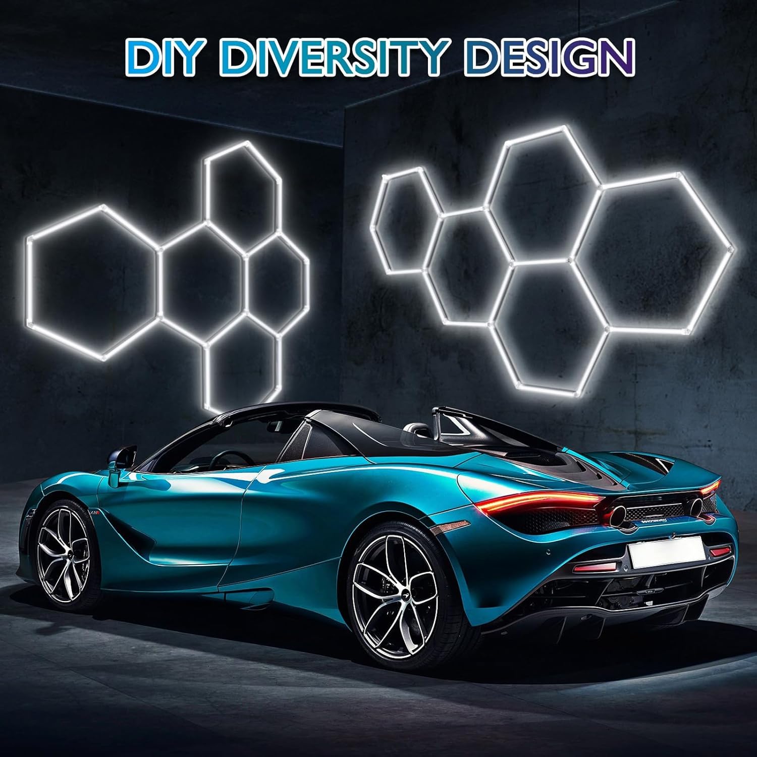Thumbnail 5 de Hexagon LED Garage Lights: 192W 5 Grids DIY Honeycomb Ceiling Light by Mimiear