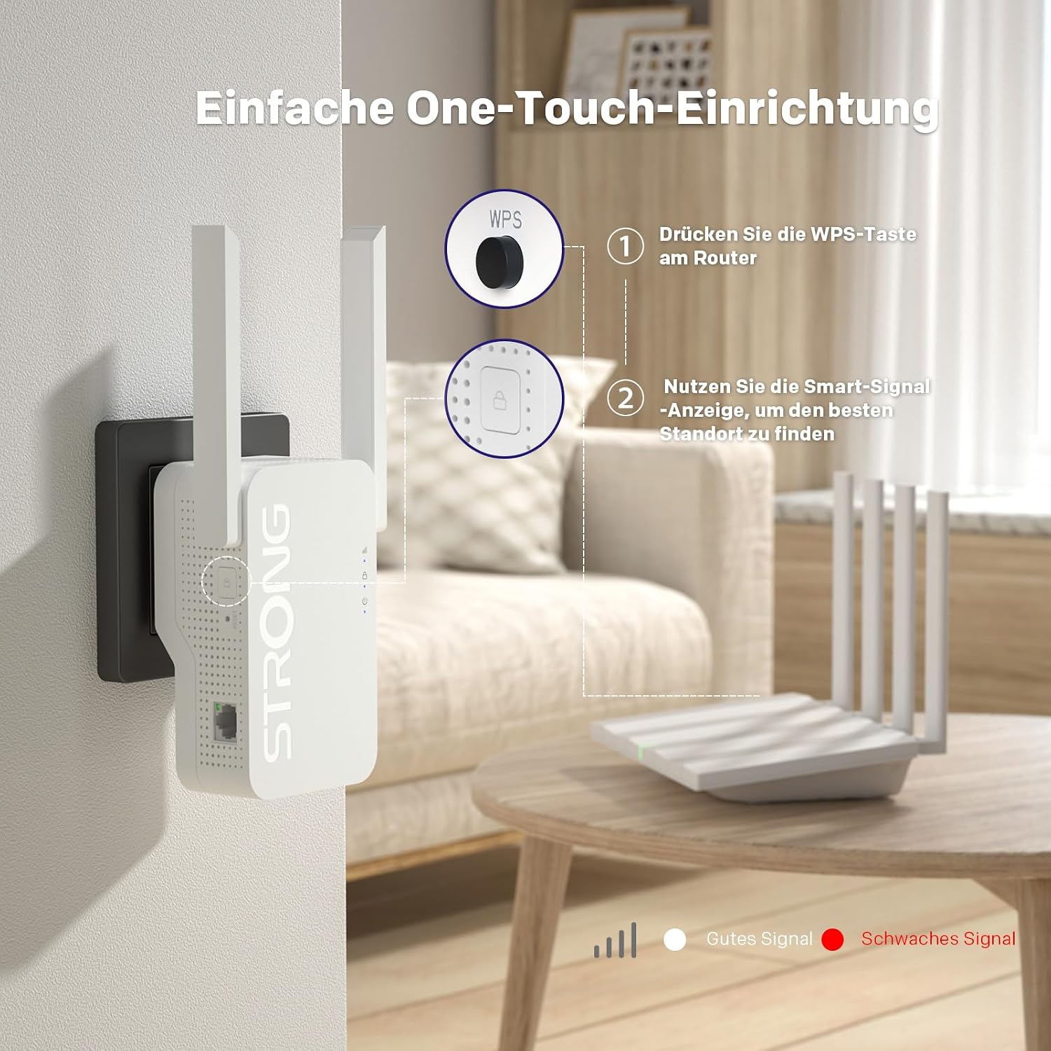 Thumbnail 6 de STRONG AX3000 WLAN-Verstärker für Steckdose – Wi-Fi 6, Dualband Repeater & Access Point mit 2 externen Antennen