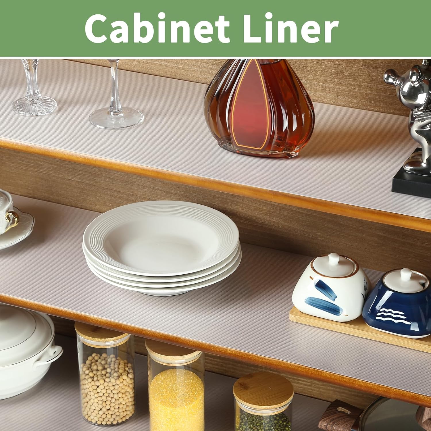 Thumbnail 3 de wohomuke Shelf Liners 19 inch x 20 ft: Clear, Ribbed EVA Cabinet Liner for Nonstick Protection