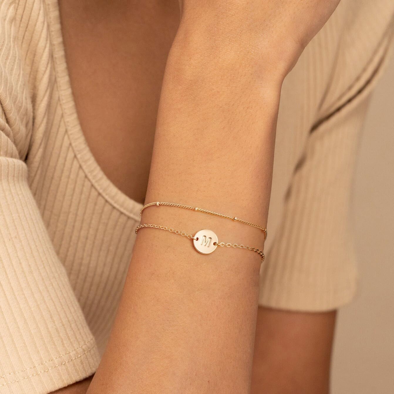 Thumbnail 4 de TINGN Muttertagsgeschenke für Mama – Armband Damen Gold 18K Gold Vergoldet mit Initialen