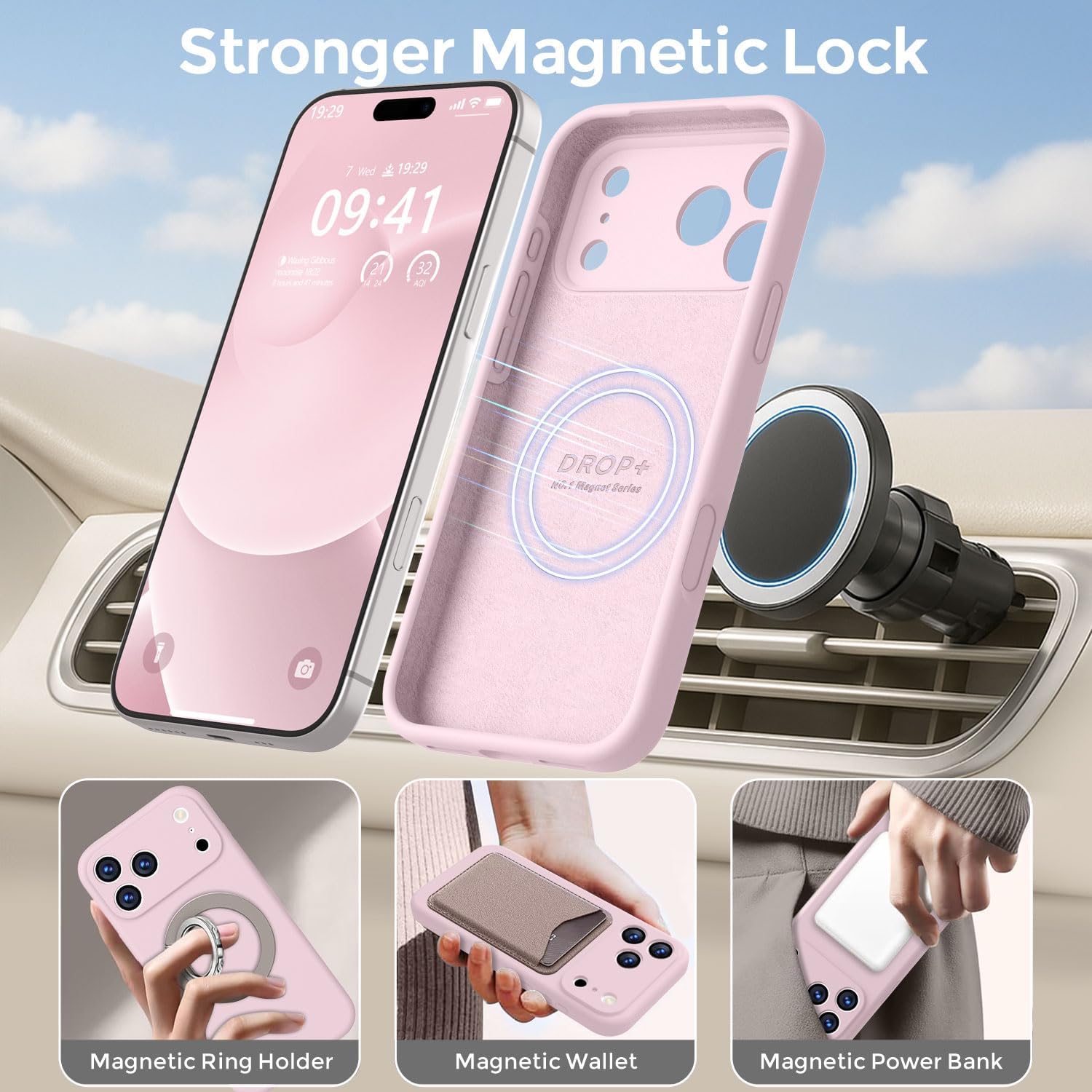 Thumbnail 2 de Ktele Magnetic iPhone 17 Pro Case (6.3 inch) with MagSafe — Chalk Pink, Slim Shockproof Silicone