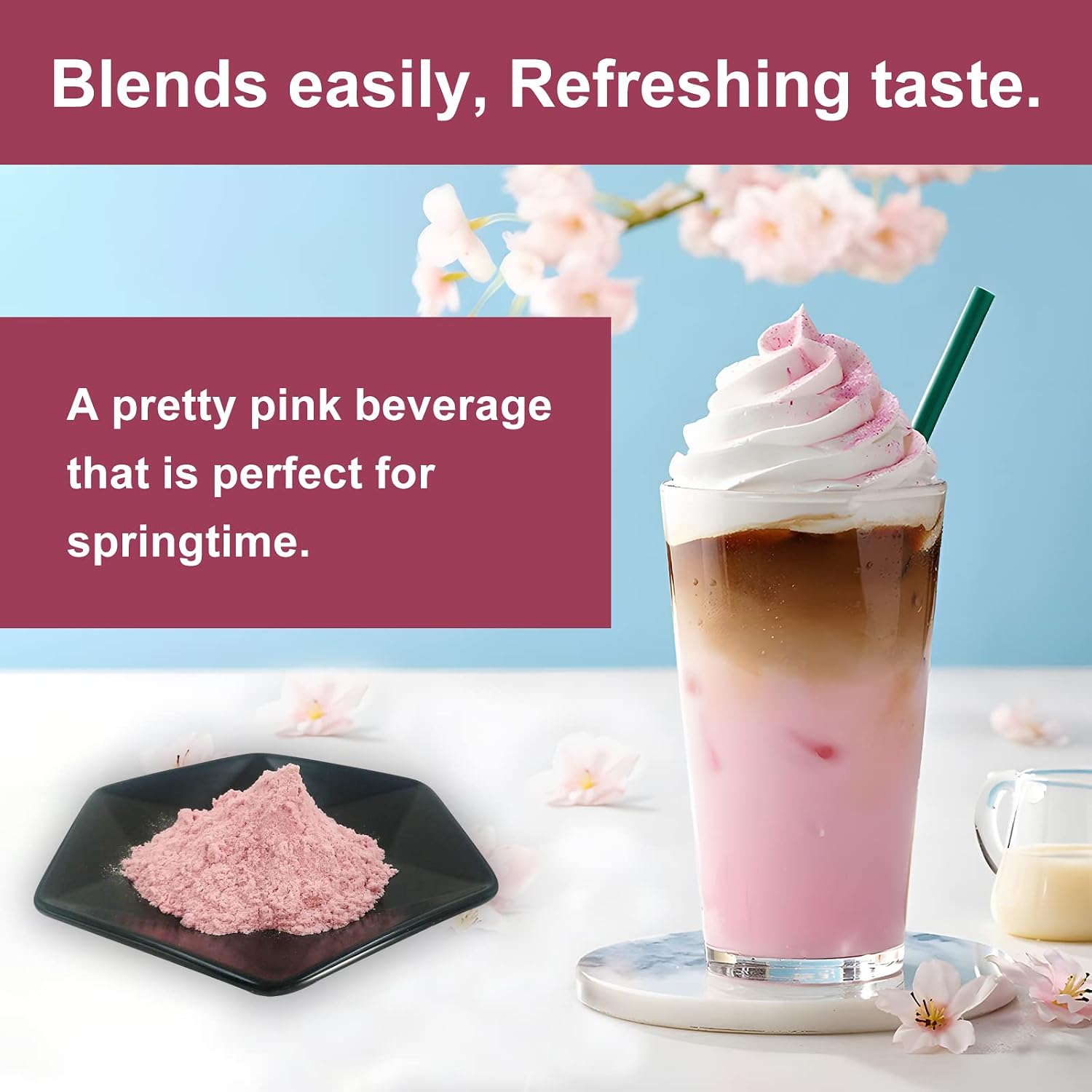 Detalle 1 de GRELIM Sakura Powder, 100% Freeze-Dried Cherry Blossom for Drinks and Baking