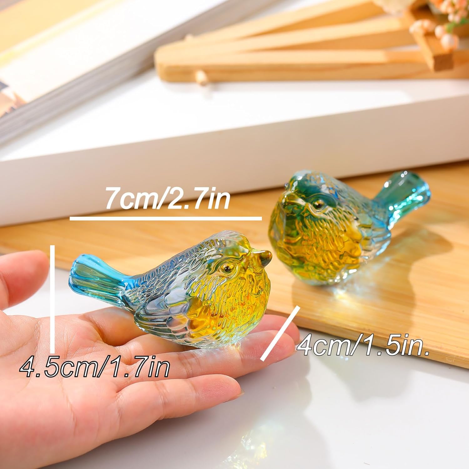 Thumbnail 2 de Arikyrist 2Pcs Crystal Blue and Yellow Birds Figurine – Elegant Glass Pair for Gift and Home