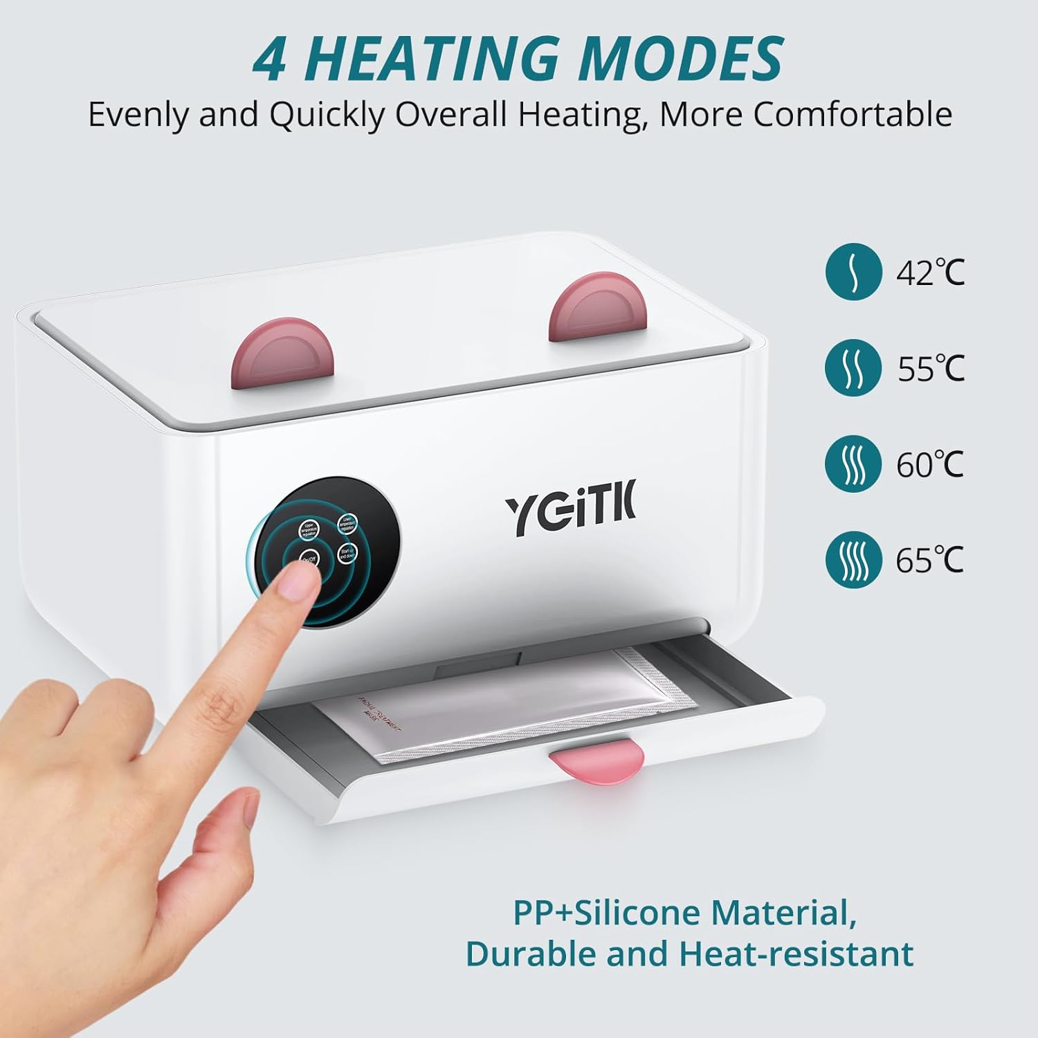 Detalle de YGiTK Baby Wipes Warmer & Dispenser: 2-in-1, 4-Temp Wipe Warmer with Spring Lift