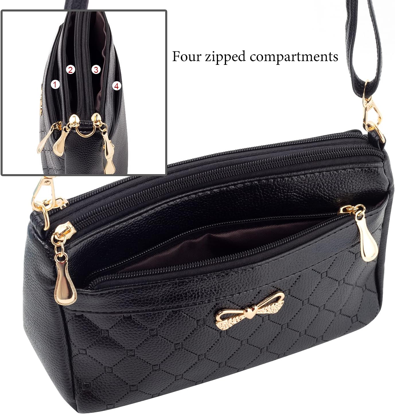 Thumbnail 5 de Damen Umhängetasche Kleine Elegant – geprägtes Muster, leichte PU-Leder Schultertasche mit verstellbarem Gurt