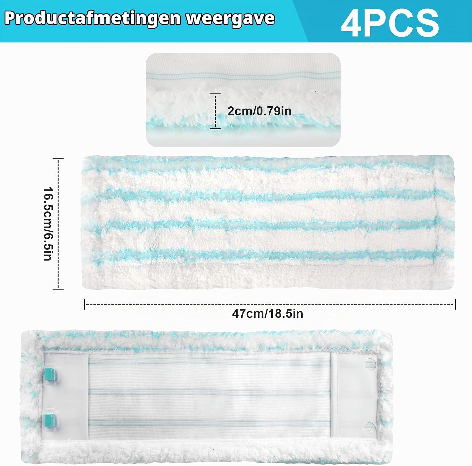 Detalle 2 de JIYANA YY-lifeichangtiao dweilpads van microvezel, 4 stuks, 48,5 x 16,5 cm