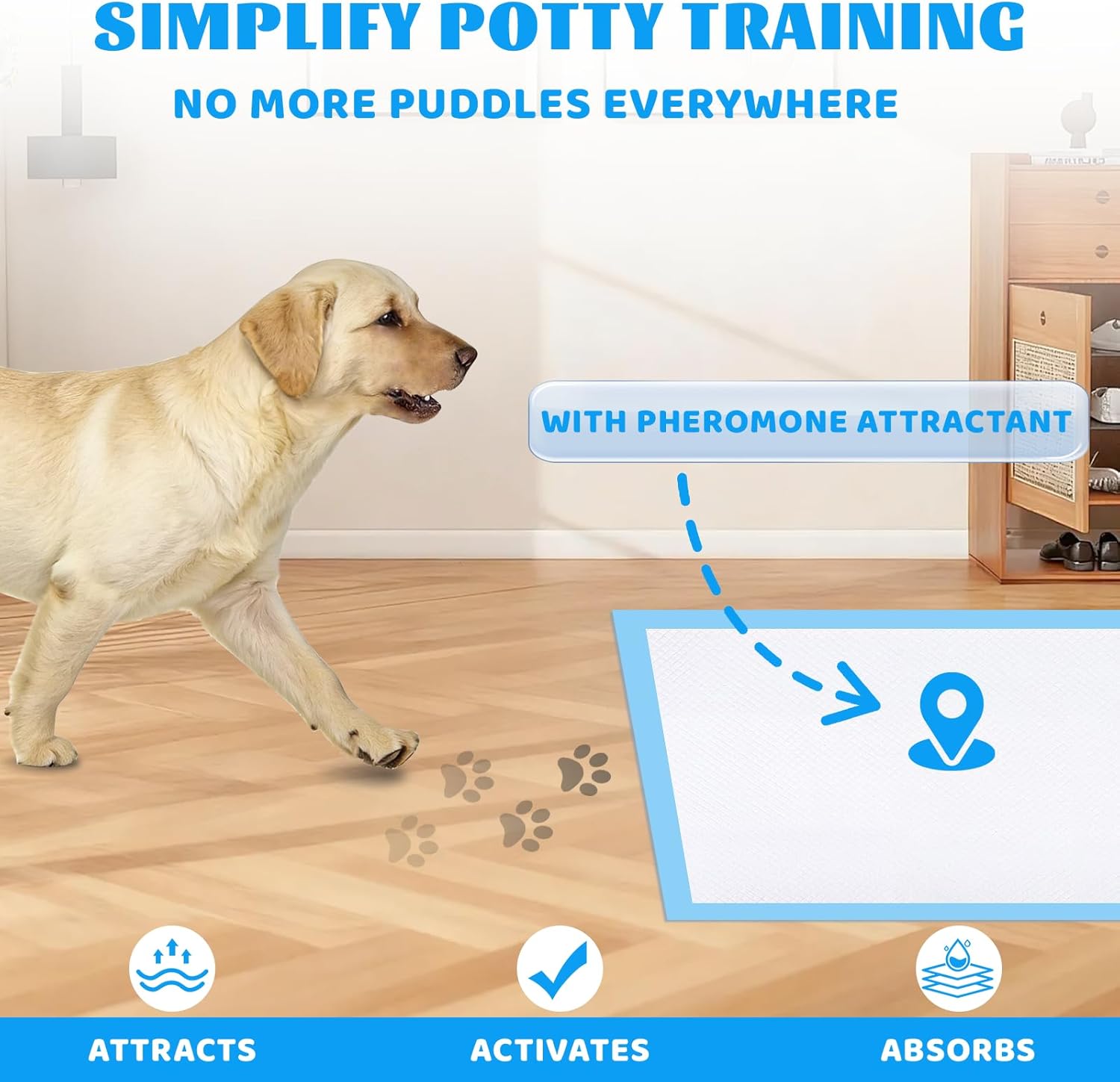 Thumbnail 6 de Domixo Puppy Pads Extra Large 86 x 70 cm – 100 Pack Training Pads for Easy House Training