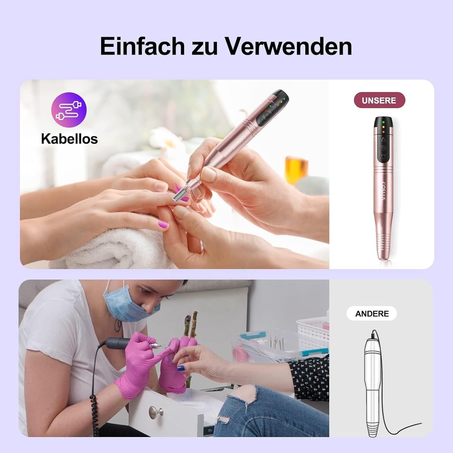 Detalle 2 de COSLUS Kabellos Nagelfräser 11 in 1 ⚙