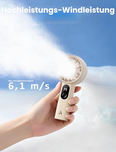 Detalle de Aecooly Mighty Handventilator – kompakt, USB-aufladbar und mit Digitaldisplay